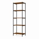 Ver imagem 2 de Kit Mesa L + Estante Industrial 5 Prateleiras MDF-MDP Preto-Imbuia Klm Store