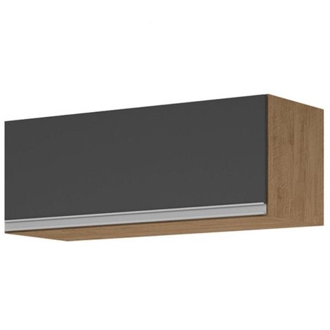 Armário Aéreo Cozinha Isabela 80cm 1 Porta MDF Basculante Amêndoa e Grafite Milani