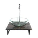 Ver imagem 1 de Gabinete de Vidro com Cuba Redonda Incolor com Tampo de Vidro 40cm X 40cm Mármore Imperdador Mais To