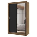 Ver imagem 3 de Guarda-roupa Solteiro 2 Portas de Correr com Espelho 2 Gavetas Rustic/preto Vivare Madesa