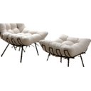 Ver imagem 2 de Poltrona Costela + Puff Linho Bege Preto Fosco