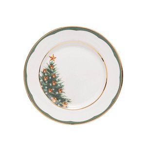 Prato de Sobremesa Copa e Cia Aquarelle em Cerâmica Filetado Árvore de Natal