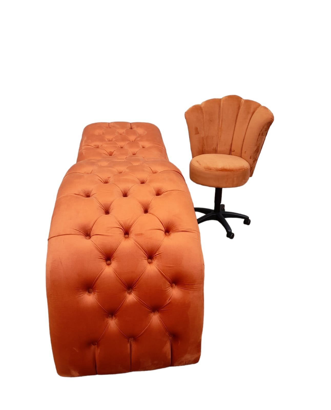 Maca Estética Joe 60X180 cm + Cadeira Mocho Veludo Terracota Facial Cílios E Sobrancelhas Ms Decor - 1