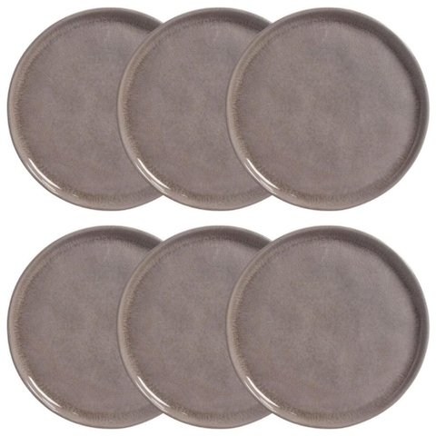 Conjunto 6 Pratos para Sobremesa Bio Shimeji 21cm Cinza Porto Brasil Cerâmica Mesa Posta