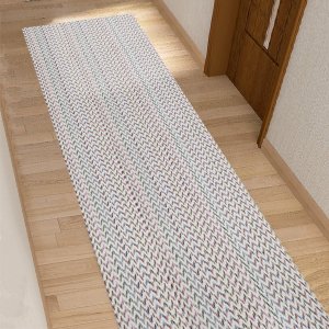 Tapete Cozinha Passadeira Antiderrapante 2.00m X 45cm Decoração Corredor Tear Artesanal 100% Algodão