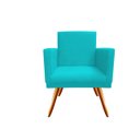 Ver imagem 3 de Kit Namoradeira + 1 Poltrona Decorativa Nina + Puff Redondo Suede Azul Tifany Pés Madeira Mz Decor
