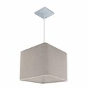 Ver imagem 1 de Lustre Pendente Quadrado Md-4058 Cúpula em Tecido 21/25x25cm Rustico Cinza - Bivolt