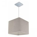 Ver imagem 4 de Lustre Pendente Quadrado Md-4058 Cúpula em Tecido 21/25x25cm Rustico Cinza - Bivolt