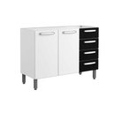Ver imagem 1 de Gabinete de Cozinha Modulado Evidence 7026 2 Portas e 4 Gavetas s/ Tampo Branco/Preto - Bertolini