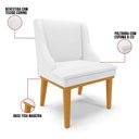 Ver imagem 3 de Kit 10 Cadeiras Estofadas Sala de Jantar Base Fixa de Madeira Castanho Lia Sintético Branco - Ibiza