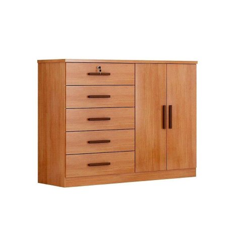 Cômoda Casal Space C/ 2 Portas e 5 Gavetas Cumaru - Novo Horizonte