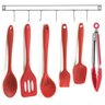 Jogo De Utensílios Silicone Vermelho Premium 6 Peças E Suporte Inox Para Parede - Mimo Style - 1