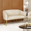 Ver imagem 5 de Sofá Namoradeira 2 Lugares Base Industrial Dourado Stella Corino D03 - D'Rossi Cor Bege