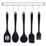 Jogo De Utensílios Silicone Preto Premium 5 Peças E Suporte Inox Para Parede - Mimo Style - 1
