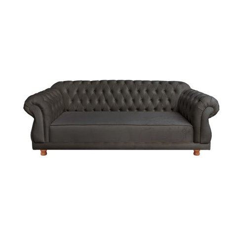 Sofá Elisabeth Luxo Chesterfield 2 Lugares Cinza Camurca