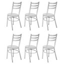 Ver imagem 5 de Conjunto 6 Cadeiras para Sala de Jantar Tradicional Cromado/Branco