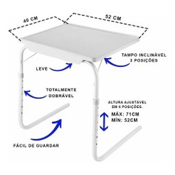 Mesa Lateral De Apoio Regulável Para Cama E Sofá Multiuso - 2 Mesa Lateral De Apoio Regulável Para Cama E Sofá Multiuso - 2