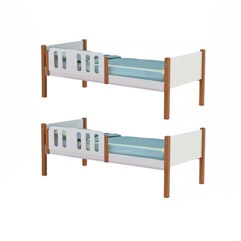 Kit 2 Camas Infantil Solteiro Ônix - Branco/mel - Divaloto Móveis