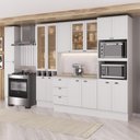 Ver imagem 1 de Cozinha Milla Cora Flow 15 Portas 3 Gavetas MDF 360cm Branco Móveis Carraro