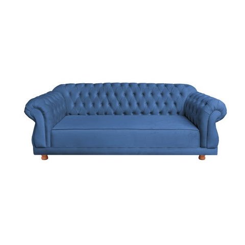 Sofá Elisabeth Luxo Chesterfield 2 Lugares Azul Petroleo