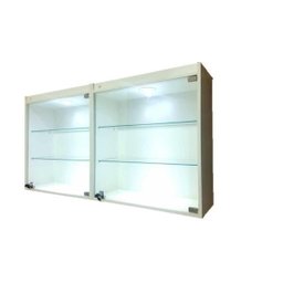 2 Vitrines Suspensas Expositor Led Porta Vidro Temperado - 1