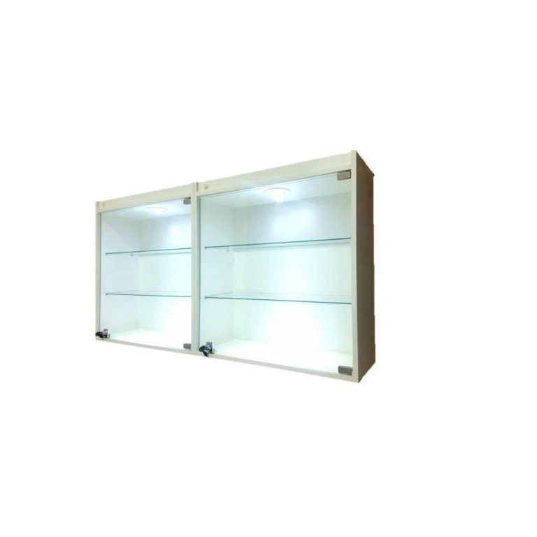 2 Vitrines Suspensas Expositor Led Porta Vidro Temperado