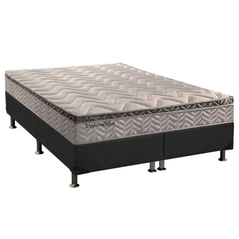 Cama Box Queen: Colchão Molas Ensacadas Paropas MasterPocket Esplêndido + Base CRC Suede Gray(