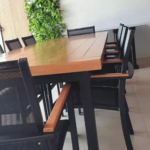 Jogo de Mesa Jardim com 10 Cadeiras Alumínio Sala de Jantar