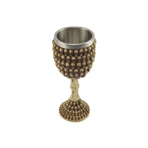 Taça Calice Caveiras Osso Crânio Medieval Rock Em Aço Inox e Resina Colecionável Decorativo Coquetel