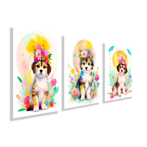 Kit Quadros Decorativos Infantil Animais Abstrato Kit132