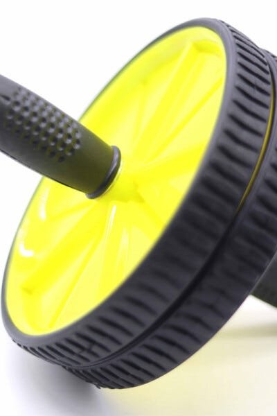 Roda para Exercícios Abdominais Profissional Rolo Duplo Fitness Profissional - Amarelo - 2