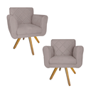 Ver imagem 1 de Conjunto 2 Poltrona Decorativa Com Base Giratória De Madeira Isabella Suede Rosê - LM DECOR