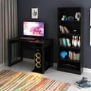 Ver imagem 1 de Kit Gamer com Mesa e Armário Multiuso Preto - Tecno