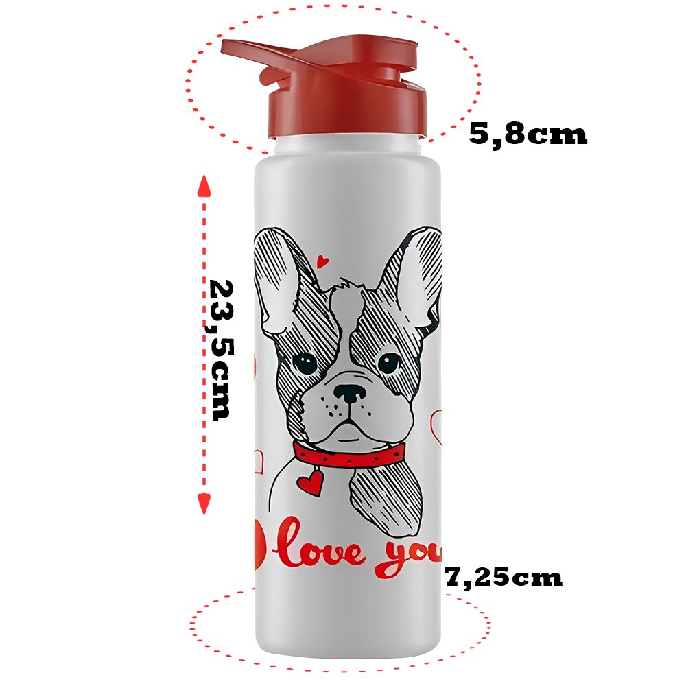 Garrafa Squeeze Sport Plástica Dog Love You 750ml - 2