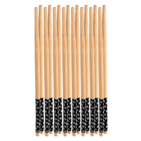 Kit 8 Pares Hashis 24cm Bambu Sunflower Preto Lyor Comida Japonesa