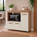 Ver imagem 1 de Armário Balcão Multiuso para Cozinha Micro-Ondas e Forno Liza 03 Portas Savana Off White Moblis