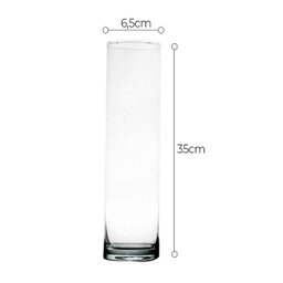 Vaso Cilíndrico Grande Incolor De Vidro 35x6,5cm - 3