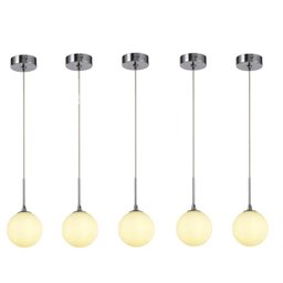 5 Pendente Lavabo Globo De Vidro Branco Ø12cm Prata G9 Zan13 - 1