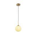 Ver imagem 2 de 2 Pendente Dourado Globo De Vidro Branco Ø12cm Bancada Zan14