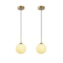 Ver imagem 1 de 2 Pendente Dourado Globo De Vidro Branco Ø12cm Bancada Zan14