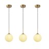 3 Pendente Dourado Globo Vidro Branco Ø12cm Cabeceira Zan14 - 1