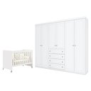 Ver imagem 1 de Berço Americano Evolution 4 em 1 Branco Acetinado e Guarda Roupa Casal Americano 6 Portas Branco Hp