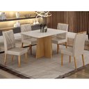 Ver imagem 2 de Mesa de Jantar Jade 120x80cm Cinamomo Off White com 4 Cadeiras Lara Veludo Bege - Valdemóveis