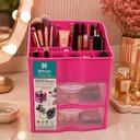 Ver imagem 3 de Gaveteiro Duplo Rosa Organizador Cosmeticos Maquiagem 2 Gavetas Estante Guarda Tudo Multiuso Batons