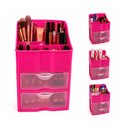 Ver imagem 1 de Gaveteiro Duplo Rosa Organizador Cosmeticos Maquiagem 2 Gavetas Estante Guarda Tudo Multiuso Batons
