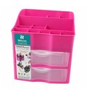 Ver imagem 2 de Gaveteiro Duplo Rosa Organizador Cosmeticos Maquiagem 2 Gavetas Estante Guarda Tudo Multiuso Batons