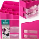 Ver imagem 5 de Gaveteiro Duplo Rosa Organizador Cosmeticos Maquiagem 2 Gavetas Estante Guarda Tudo Multiuso Batons