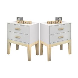 Kit 2 Mesinha de Cabeceira Infantil Moderna Gavetas Pes de Madeira Maciça para Decoração - 1