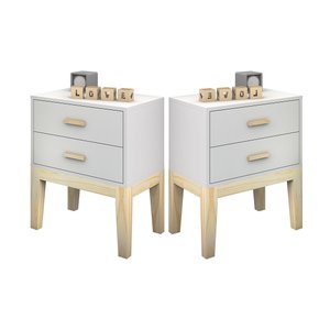 Kit 2 Mesinha de Cabeceira Infantil Moderna Gavetas Pes de Madeira Maciça para Decoração