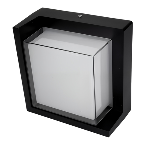 Arandela Mini Iglu Preta Quadrada 8w 3000k Ip65 Opus